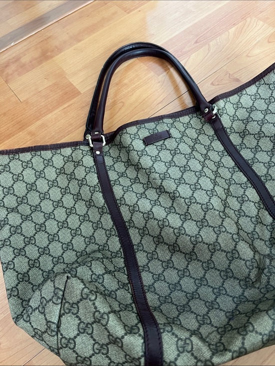 Gucci Handbags - Gucci GG Canvas Tote with Brown Trim